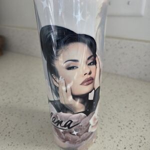Selena Portrait Tumbler - Pink & Black Floral Design